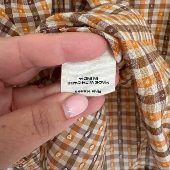 DOEN Scarlet Blouse Orange Meringue Plaid
Cotton Top Blouse - Picture 8 of 8